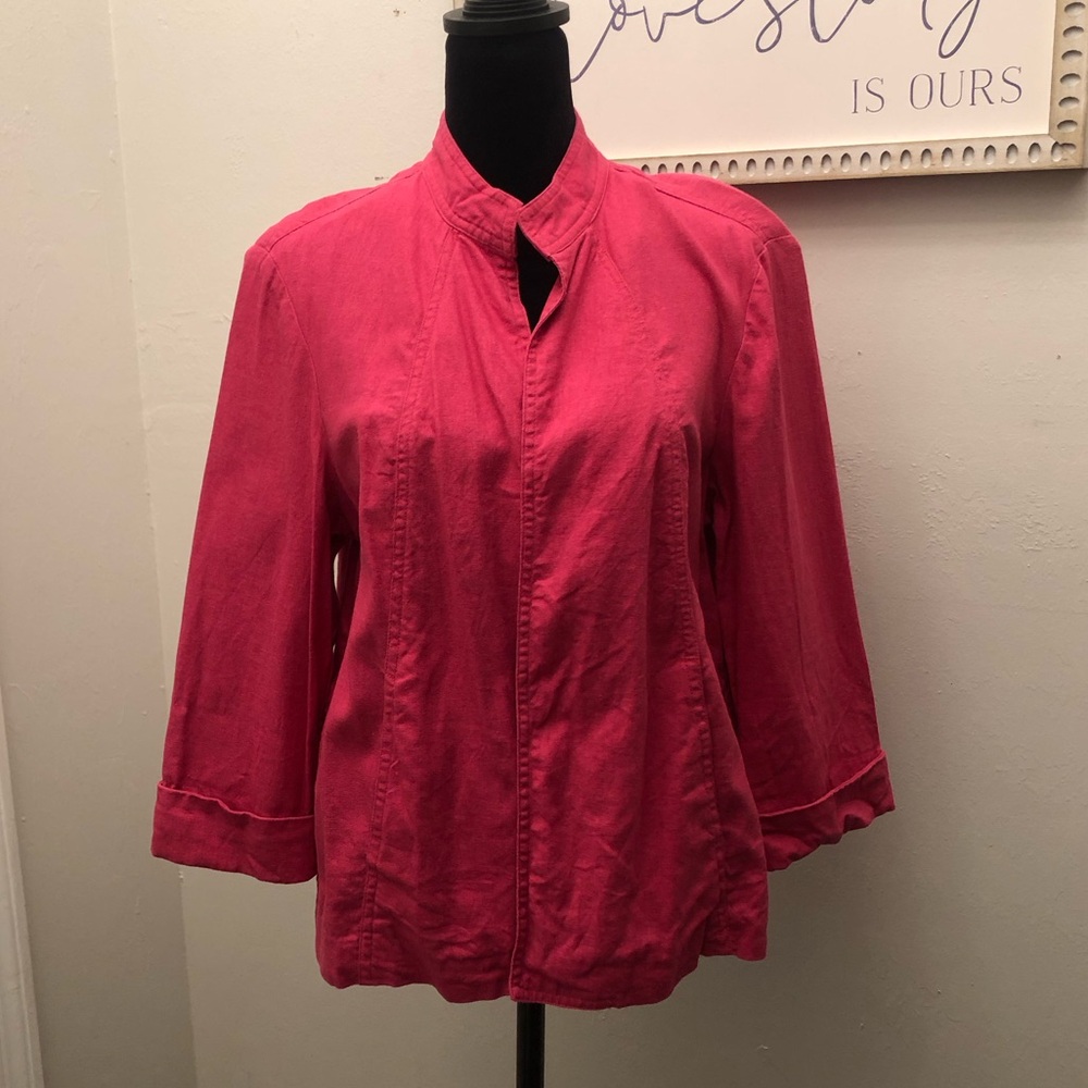 Pink Fuchsia Linen Blend Jacket.